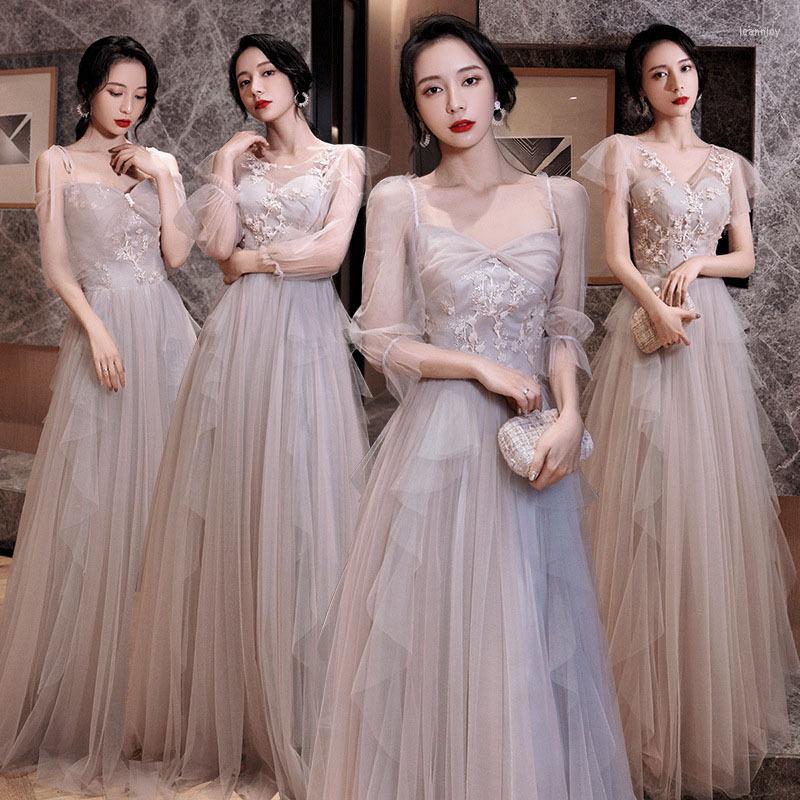 

Ethnic Clothing Pink Bridesmaid Dress Autumn Fairy Temperament Waist Floating Yarn Sisters Girlfriends Group Female Applique