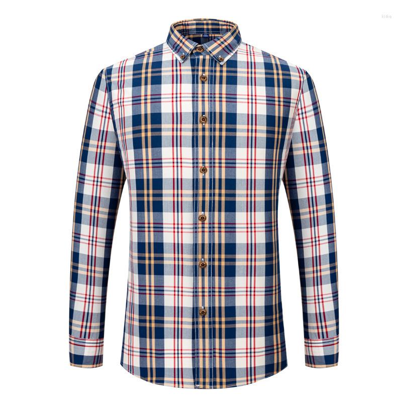 

Men's T Shirts Autumn Cotton Plaid Shirt Men's Stripe Long Sleeve Casual Young Button Up Regular Version, Ss85-5