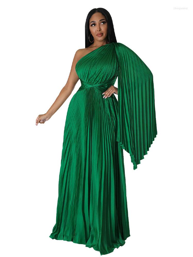 

Party Dresses One Shouder Ruched Long Dress Incline Sleeve High Waist Night Club Outfits Women Wedding Evening Gowns Sexy Prom, Blue