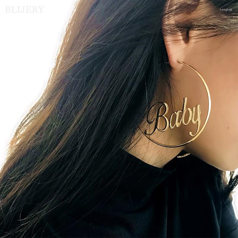 

Hoop Earrings BLIJERY Personality Punk Big Circle With Baby Letter For Women Brincos Fashion Jewelry Gift Boucles D'oreilles