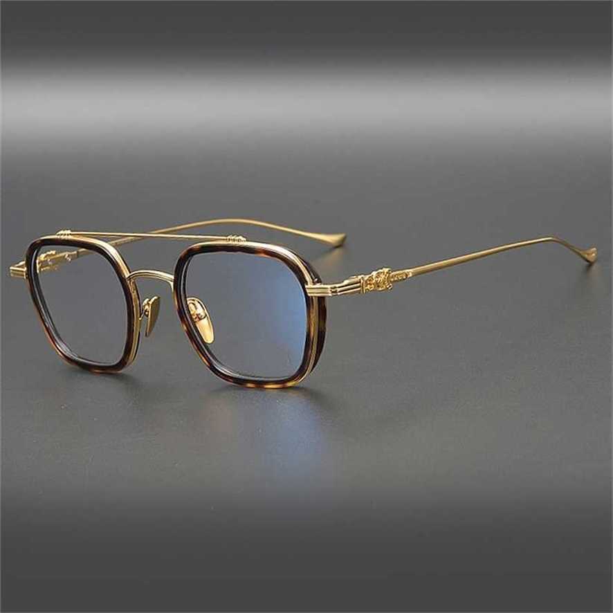 

Sunglasses 2023 new Japanese hand-made plate concave shape small eyeglasses frame men and women round shell color matching degree myopia