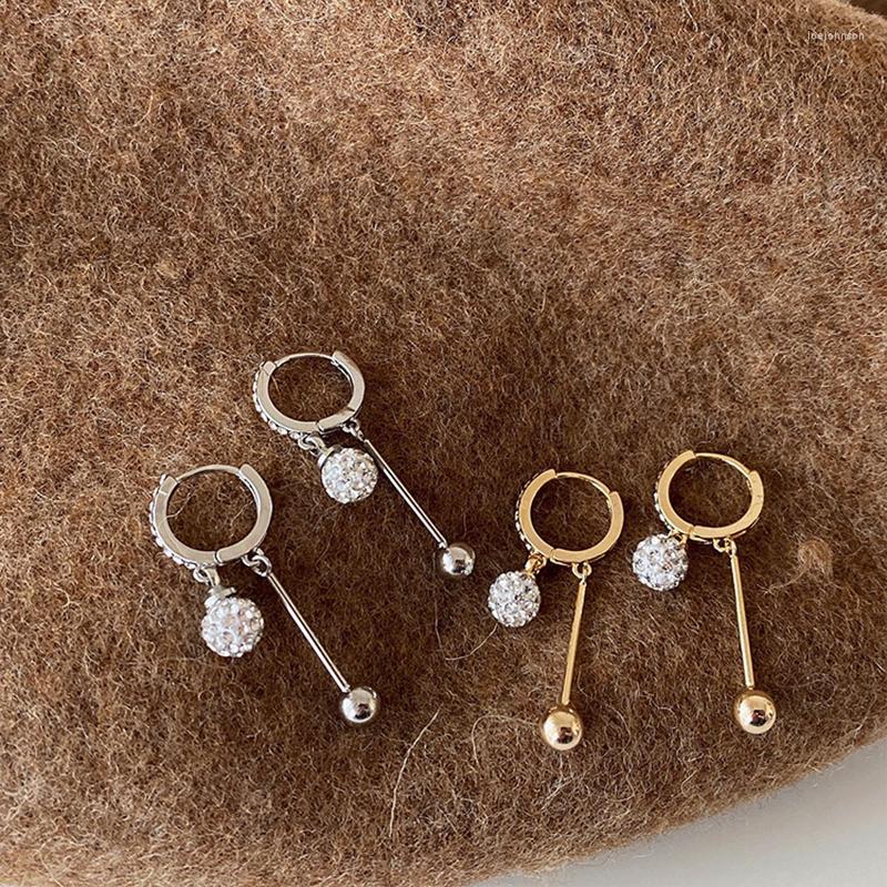 

Hoop Earrings WTLTC Chic Metal Drop Cubic Zirconia Ball For Women Shiny Small Tiny Beads Charms Hoops Femme Round Ear