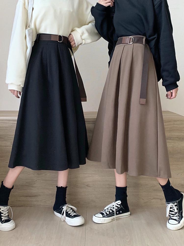 

Skirts Solid Women' High Waist Sweet Pleated Skirt Korean Style Elegant College Ins 2023 Spring Summer All-match Lady Clothes, Black