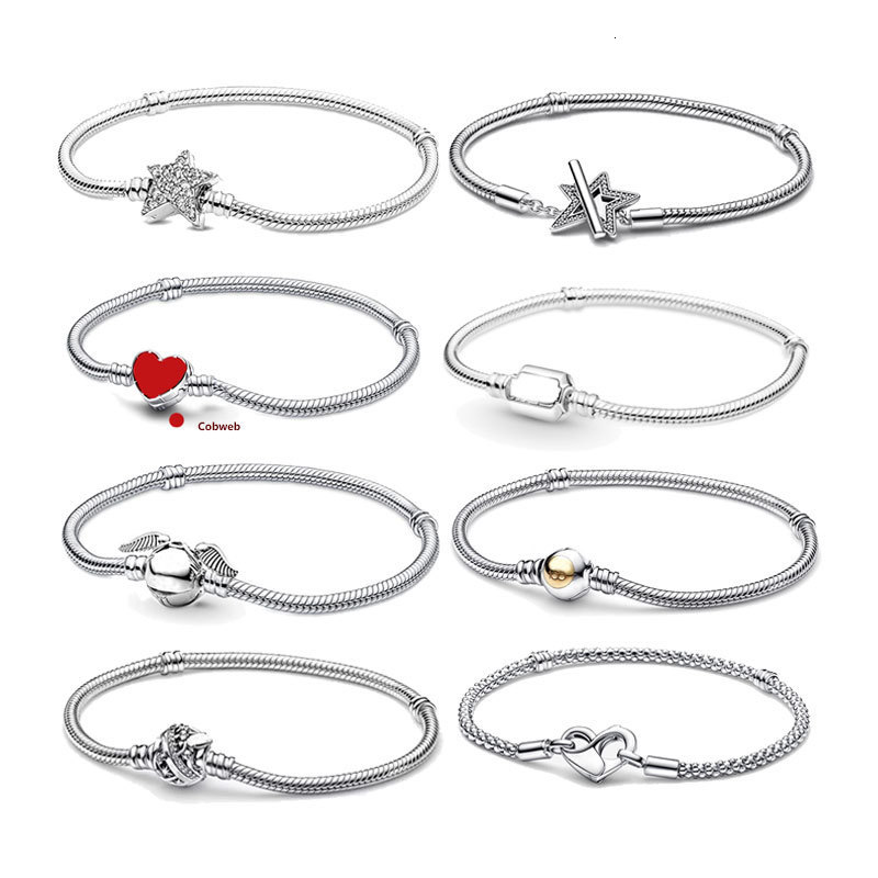 

Charm Bracelets Asymmetric Star Blue Clasp S925 Sterling Silver Tbar Snake Studded Chain Bracelet For Women Fit Beads 100th Anniversary 230313