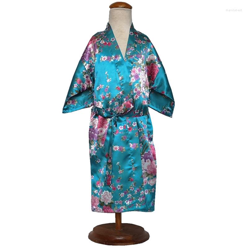 

Women's Sleepwear Wholesale Kimono Kids Satin Silk Girls Robes Bathrobe Wedding Kid For Flower Bath Robe Clothes Children, Dark purple