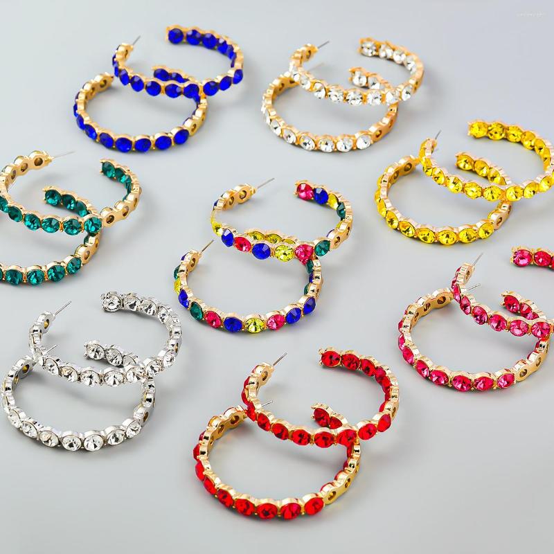 

Hoop Earrings Metal Round Rhinestone Geometric Women's Exaggerated Fashion Banquet Jewelry Accessories Digadagu
