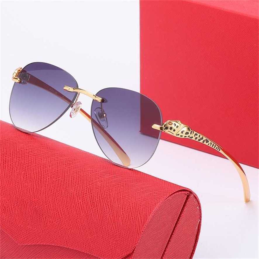 

Leopard head rimless men and women fashion trend driver's pilot's toad glasses