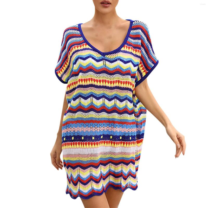 

Women' Swimwear Women Sexy Beach Cover Up Long Sleeve Dress Crochet Bikinis Holiday Outfits Beachwear Sheer Jacket, Blue