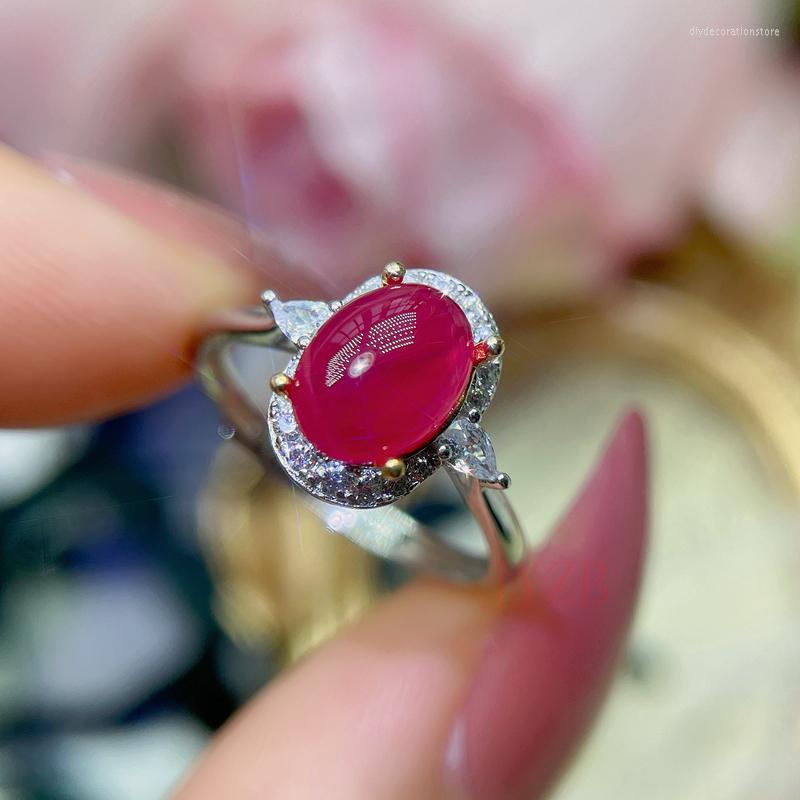

Cluster Rings Ruby Ring Light Luxury Niche Design High Sense Delicate Vintage Sterling Silver Jewelry Opening Female
