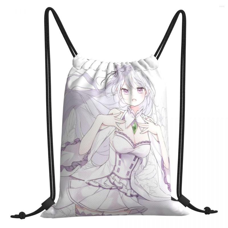 

Shopping Bags Emilia Re Life In A Different World From Zero Portable Hiking Drawstring Riding Backpack Gym Shoes Storage Backpacks, White