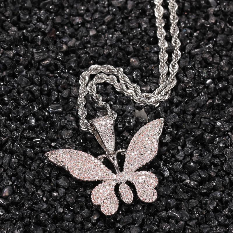 

Chains Iced Out CZ Cubic Zirconia Butterfly Pendant Necklace Bling Tennis Chain Choker Fashion Hiphop Jewelry Gifts Fo Men And Women