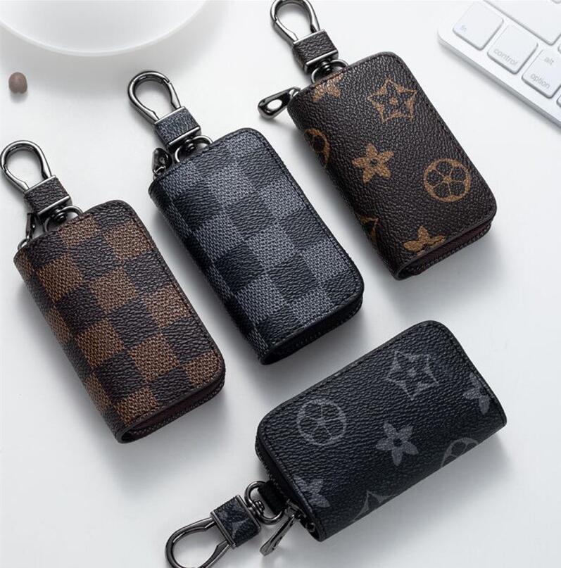 

Bag Keychains Car Keys Holder Key Rings Black Plaid Brown Flower PU Leather Pendant Keyrings Charms for Men Women Gifts Fashion Designer Pouches Accessories