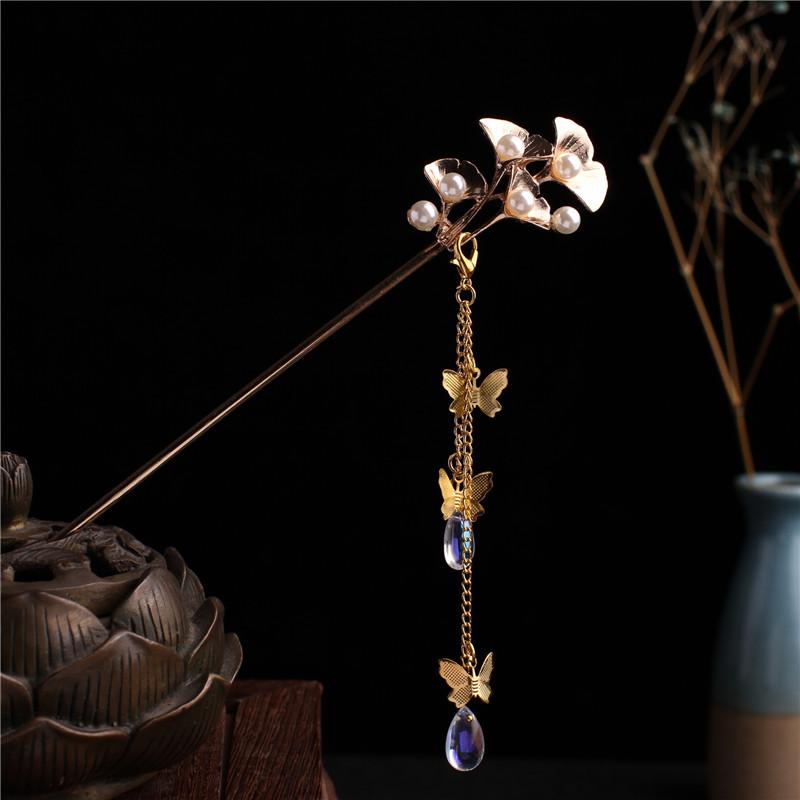 

Hair Clips & Barrettes Traditional Vintage Chinese Hairpins Butterfly Long Tassel Fork Han Dynasty For Women Chop Sticks Styling