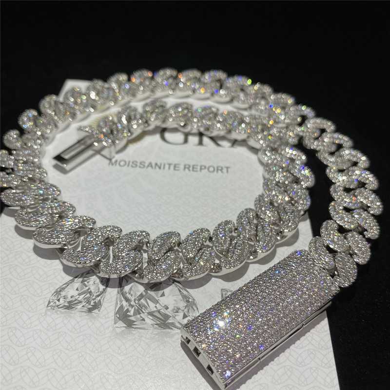 

Fine Jewelry Top Rank Luxury Jewelry 15mm Width Heavy Miami Cuban Link Chain Big Boss Moissanite Diamond S925 Cuban Necklace