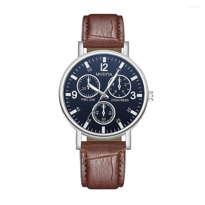 

Wristwatches MODIYA Top Quality Glass Leather Strap Quartz Watch For Men Men's Wristwatch Clock Watches Leisure Sports Jewelry Gift
