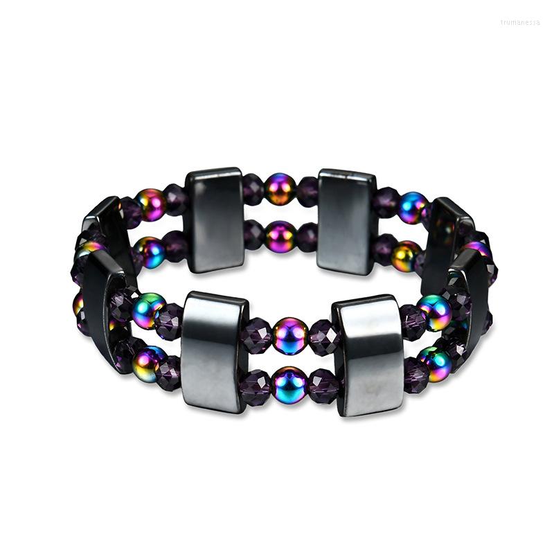 

Strand Magnetic Beaded Simulated Hematite Stone Bracelet Fashion Accessorices Double Layers Black Colorful Gift 2023