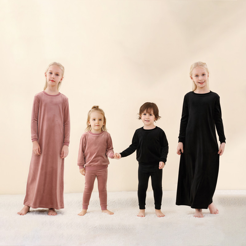 

Family Matching Outfits fall winter velour family matching set dress and romper clothes 230313, Black 2pc set