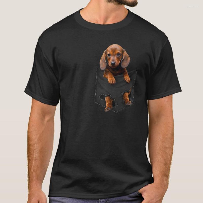 

Men' T Shirts Cute Pocket Dachshund Funny Dog Lovers Gift Shirt. Short Sleeve Cotton Casual T-shirts Loose Top Size -3XL, Black