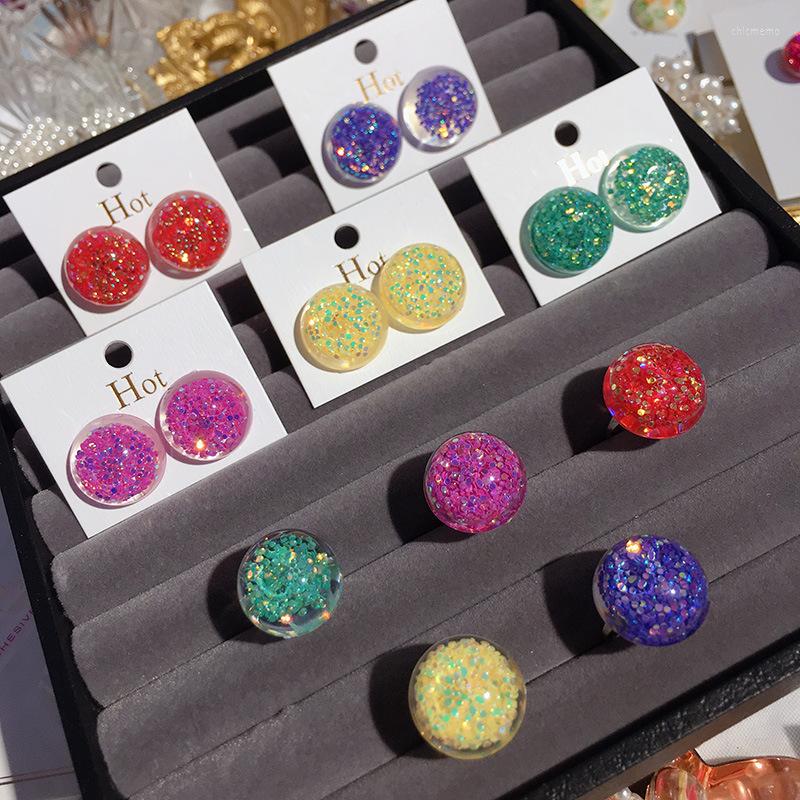 

Stud Earrings Korea Simple Round Temperament Colorful Small Fresh Stars Ins Personality Joker