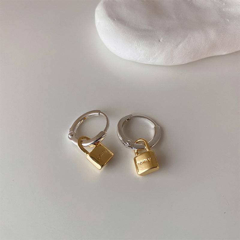 

Hoop Earrings WTLTC Steampunk Stylish Drop Gold Lock Sliver Round Circle For Women Chunky Small Tiny Padlock Statement