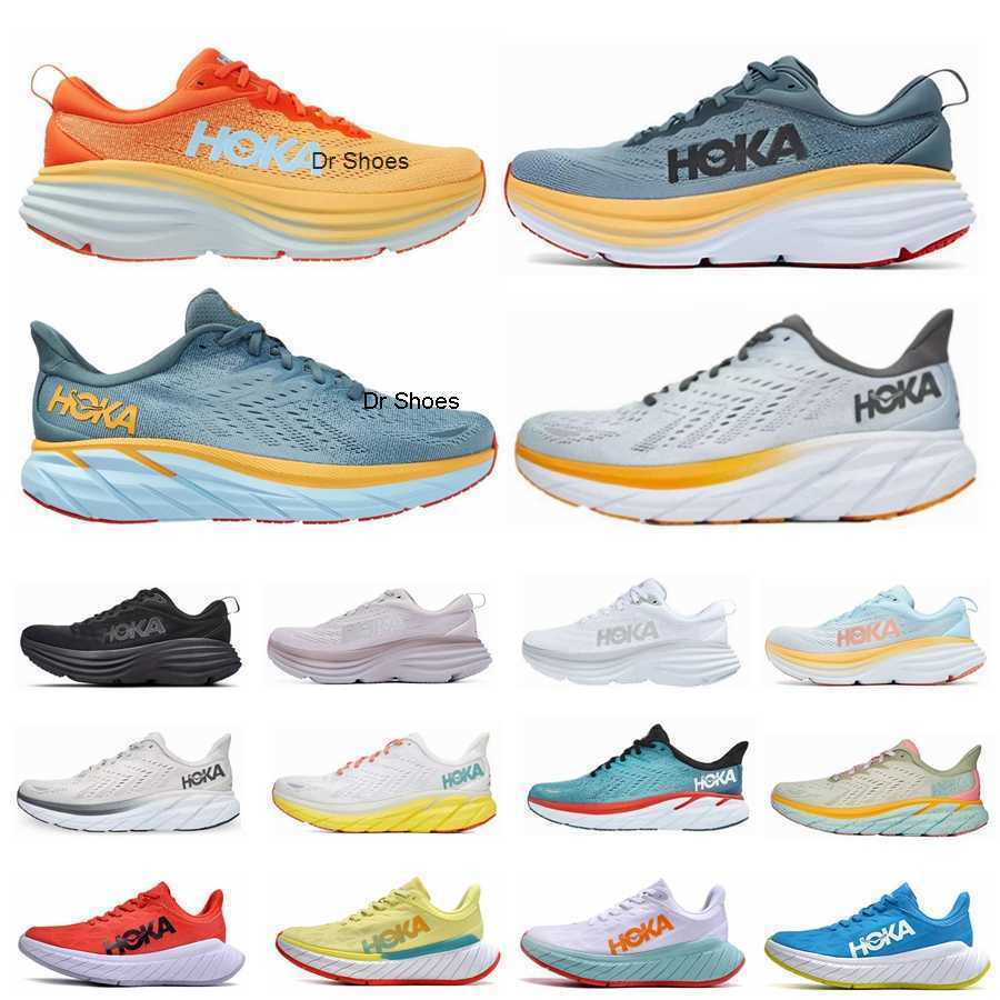 

Hoka One Clifton 8 Running Shoes Hokas Bondi 8 Carbon X2 Trainers Triple Black White Goblin Blue Floral Lunar Rock Shark Skin Sports Mens