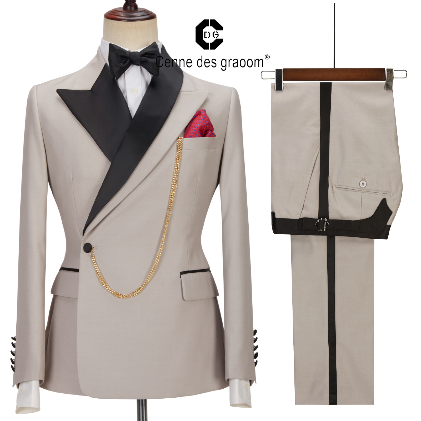 

Men's Suits Blazers Cenne Des Graoom Latest Coat Design Men Suits Tailor-Made Tuxedo 2 Pieces Blazer Wedding Party Singer Groom Costume Homme Khaki 230313