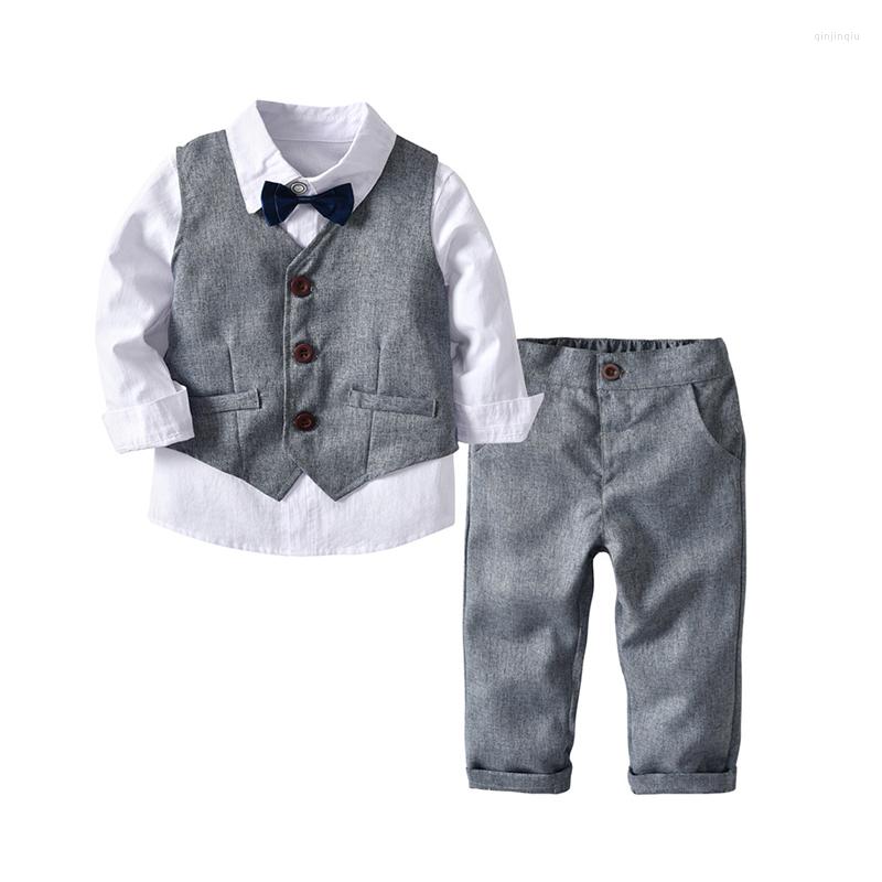 

Clothing Sets Boys Wedding Suits Kids Clothes Toddler Formal Suit Children'S Wear Grey Vest Shirt Trousers Outfit Baby, Ah900gray