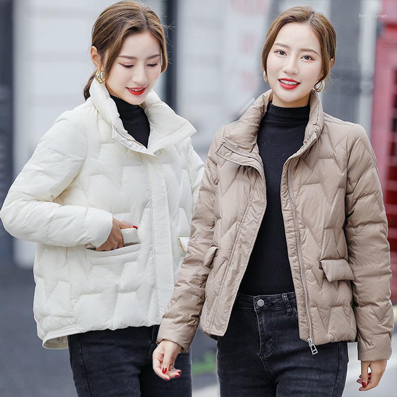 

Women' Trench Coats Women Parkas 2023 Autumn Winter Jacket Stand Collar Down Cotton Casual Warm Padded Parka Female Outwear, White