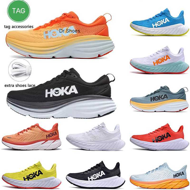 

2023 HOKA ONE Bondi 8 Running Shoes Carbon x 2 Athletic boots hokas Clifton 8 white black Sneakers eggnog shifting sand shock absorption, Bondi 8 (1) triple black