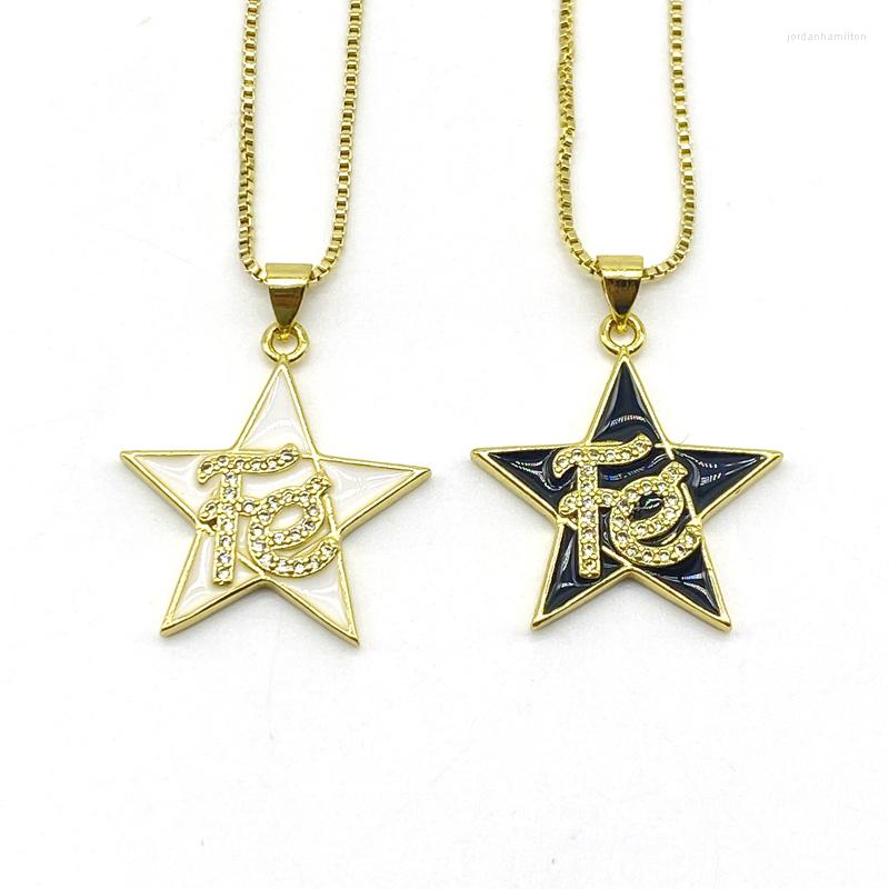 

Pendant Necklaces 5pcs/lot Guangzhou Fashion Words Enamel Jewelry CZ Star Box Chain