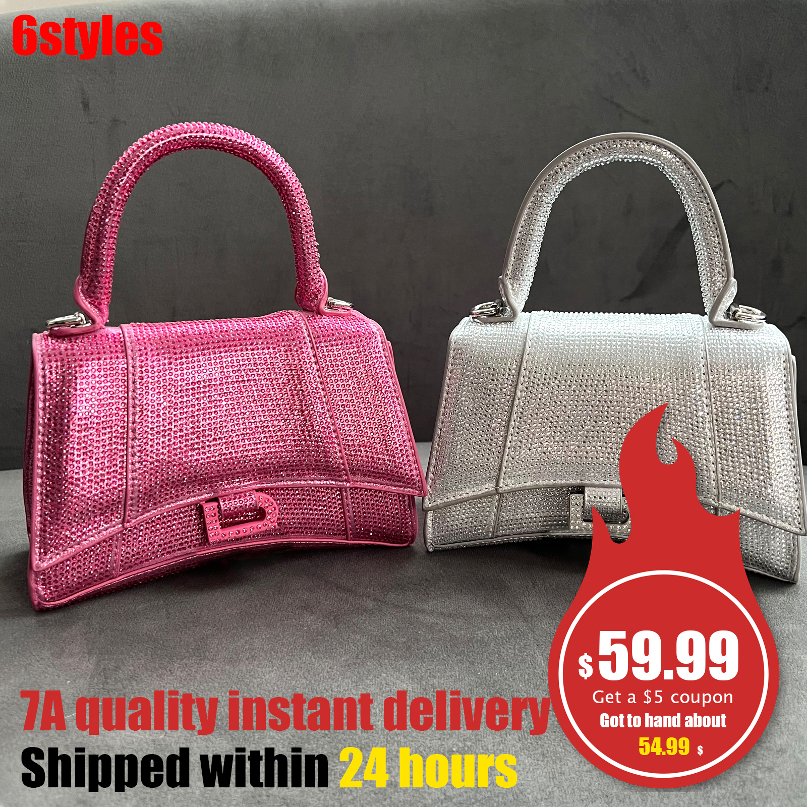 

lady fashion hourglass Shoulder Bags Evening Bag Full of diamonds Genuine Leather tote Womens men crossbody wallet Luxury travel Rhinestones hasp straps purse gift, 2-pink