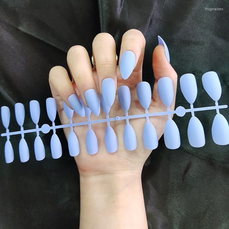 

False Nails Solid Color Matte Long Drop Shap Fake For Women Female DIY Nail Art Salon 24Pcs Wholesale, Tjp707-y11