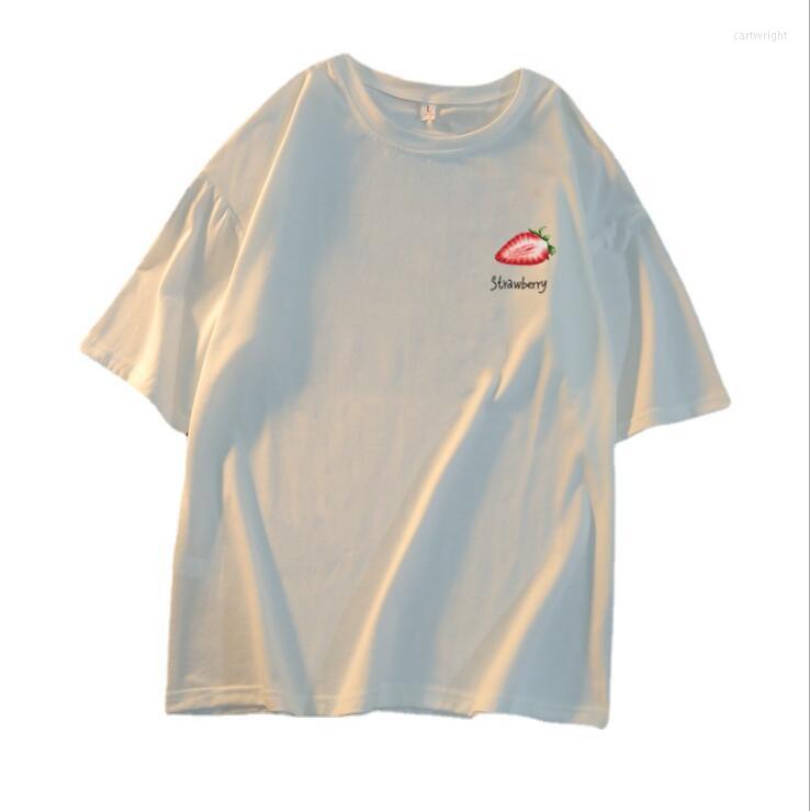 

Women's T Shirts Summer Style Fruit Cherry Avocado Print Casual Loose O Neck Short Sleeve T-shirt, Pink