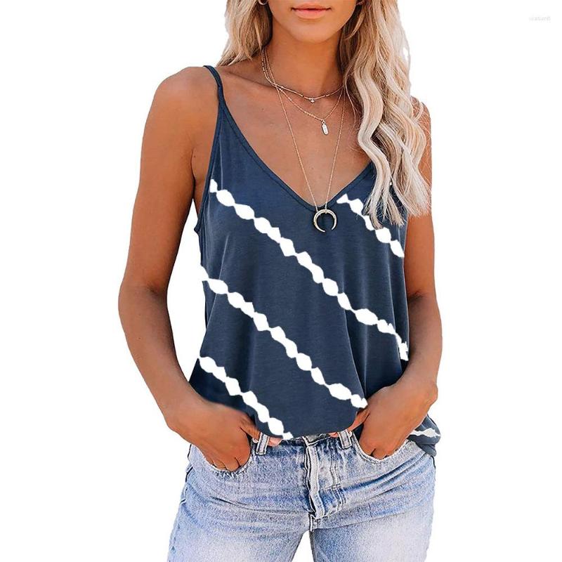 

Women' Tanks Women Casual Vest Tops Diagonal Striped Print Sleeveless Sexy V-Neck Loose Tank Summer Suspender Camisole Plus Size 5XL, Army green