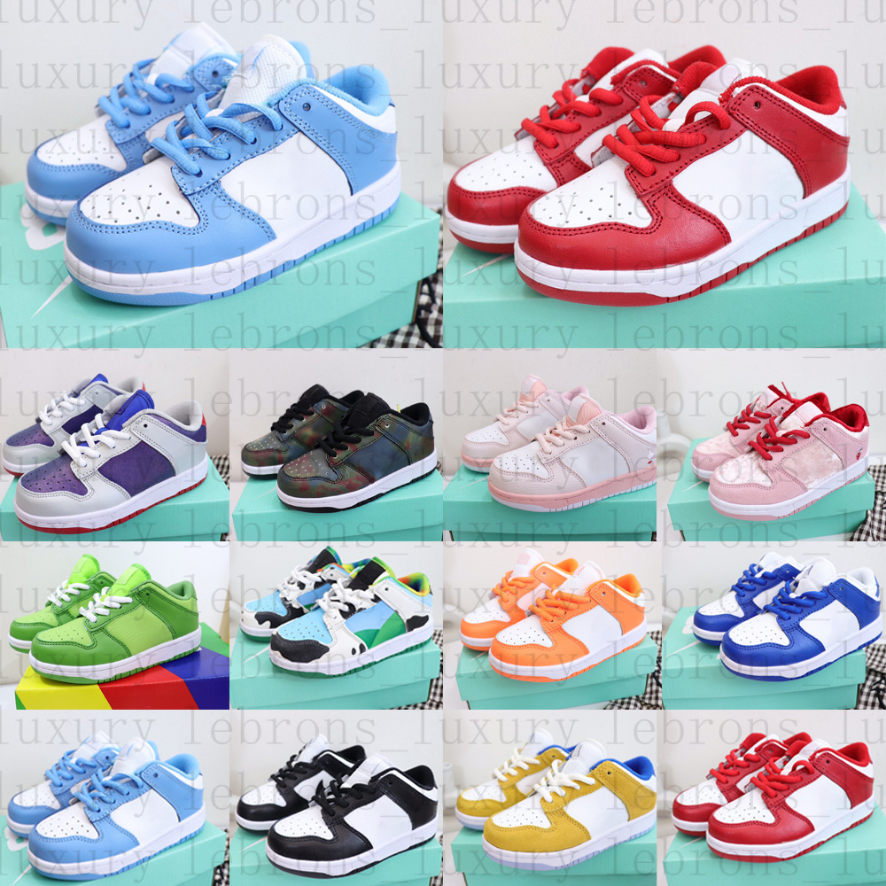 

Designer dunks Kids Shoes Low Sb Chlorophyll dunke Infants Retro Black Triple Pink Youth Boys Girls Athletic Outdoor Children Kid Toddler Sneakers Trainers Shoe, No box