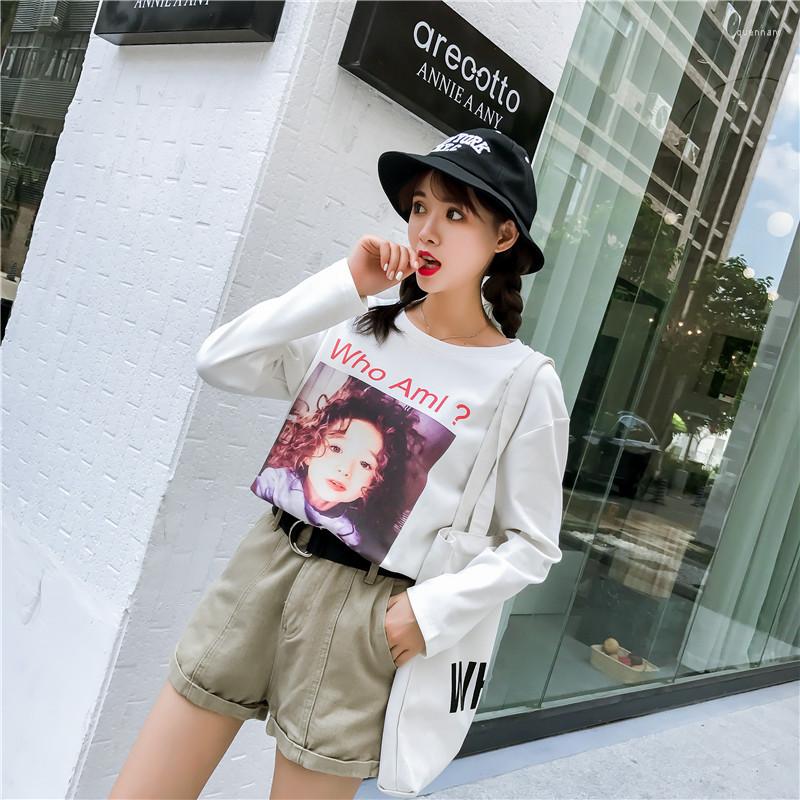 

Women's T Shirts Fashion 2023 O Neck Printed Women White Shirt Loose Female Autumn Tee Tops Long Sleeve Clothings Tshirt Streetwear, Picture shown