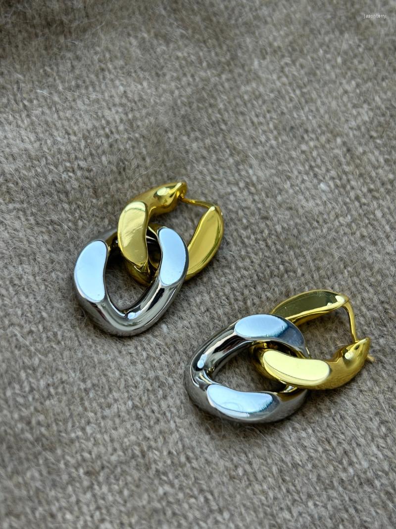 

Hoop Earrings Timeless Wonder Brass Geo 2 Tone For Women Designer Jewelry Punk Ins Classy Party Gothic Detachable Versatile 2367