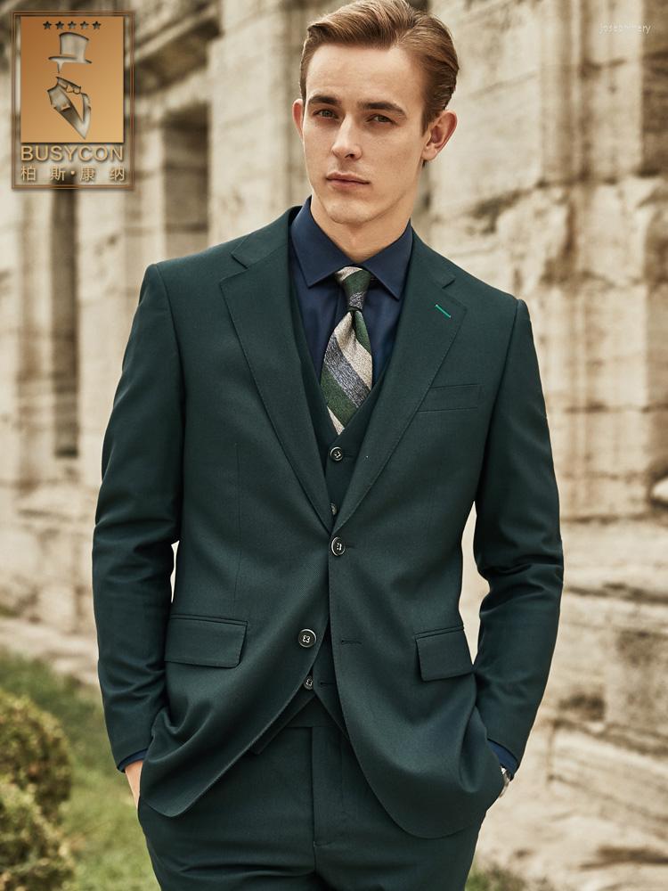 

Men's Suits (Jacket Pants Vest) Arrival Green Blue Fashionable Party Figure Flattering For Men Three Pieces, Blackish green