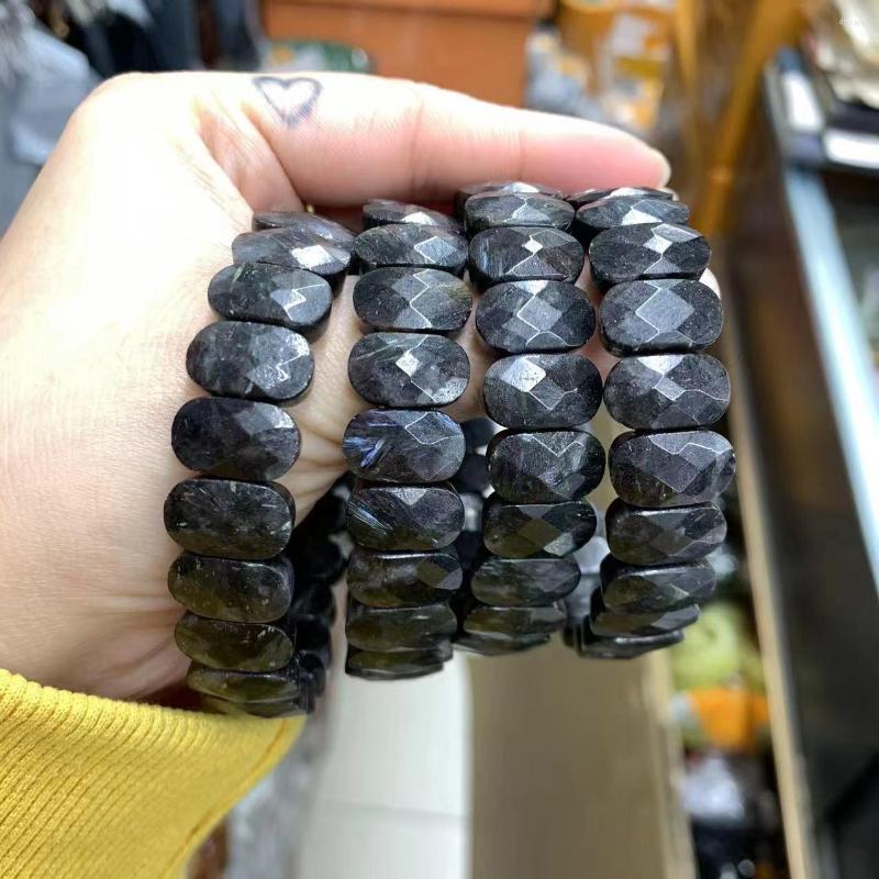 

Strand Natural Amphibole Arfvedsonite Stone Beads Bracelet Gemstone Jewelry Bangle For Woman Man Wholesale !