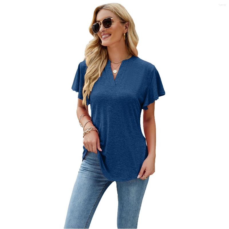 

Women's T Shirts Summer Women T-shirts Short Sleeve V Neck Solid Color Top Fashion Elegant Retro Loose Oversize Streewear Casual Tshirt, Green