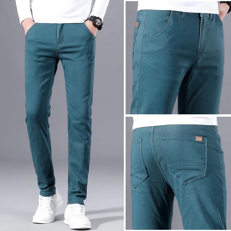 

Men's Pants Men's Trousers Spring Autumn Casual Sports Slimming 2023 Straight Tube Small Leg -38 Men, Lake blue