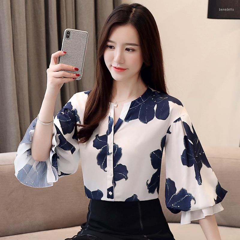

Women' Blouses Chikichi Chiffon Shirt Women Short Sleeve 2023 Summer Loose Ladies Tops Lantern Floral Shirts, Colour