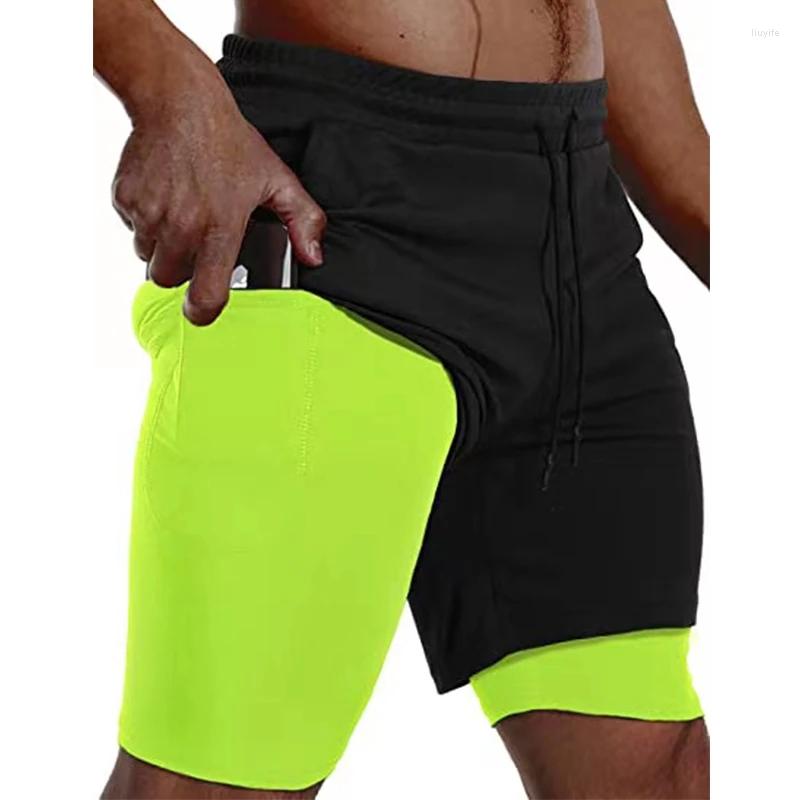 

Men's Shorts 2023 Gyms Men Summer Sportswear Double-deck 2 In 1 Beach Bottoms Sports Training Jogging Workout Short Pants, White
