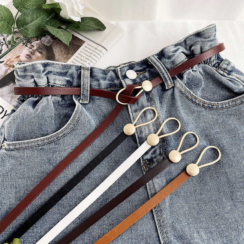 

Waist Chain Belts Buckles Men's Women's Korean version of women's thin belt decorated with a variety of knots with a suit waist fashion simple small belt, Black