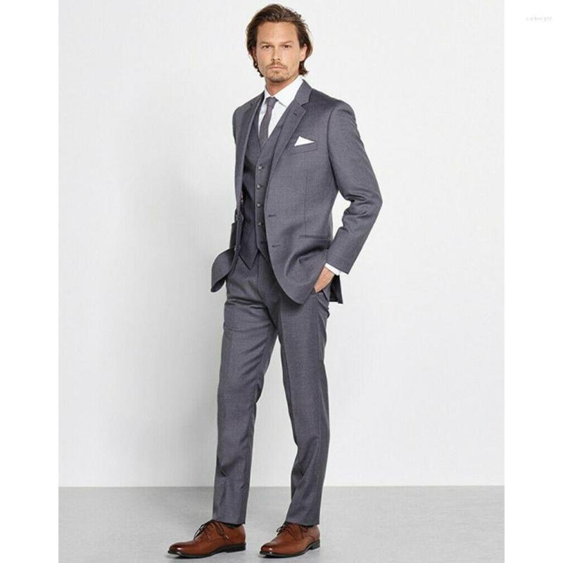 

Men's Suits Men's Gray Classic 3 Pieces Formal Business 2 Button Office Slim Fit Wedding Tuxedos (Jacket Vest Pants) Groom Wear Terno, Multi