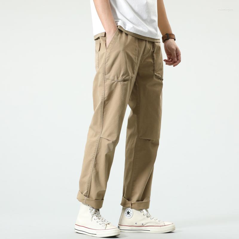 

Men's Pants 2023 Spring Men Cotton Straight Casual Pure Color Overalls Military Cargo Male Hip-Hop Multi-Pocket Trousers, Black