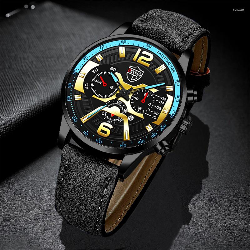

Wristwatches Mens Fashion Watches Men Business Leather Quartz Wristwatch Man Calendar Clock Mans Casual Luminous Watch Relogio Masculino, Leather silver black