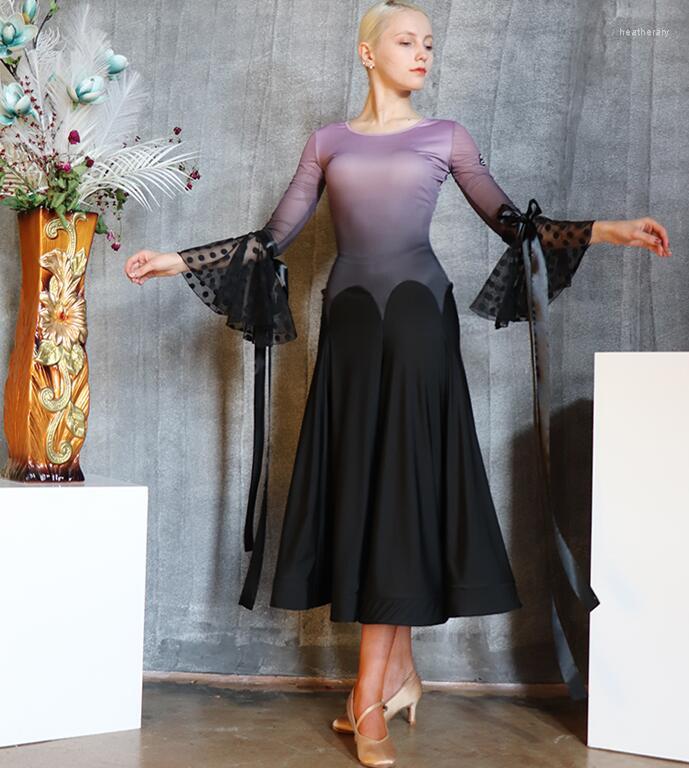 

Stage Wear Junior Adult Ballroom Dress Women American Waltz Smooth Standard Purple Black Gradient Color 663, Picture shown