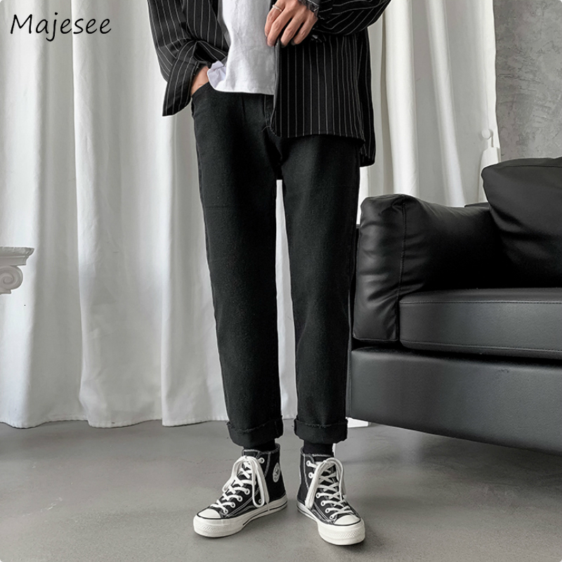 

Men' Jeans Men Jeans Ankle Length Solid Ripped Large Size 3XL Korean Style Chic Leisure Simple All-match Fashion Vintage BF Loose Mens 230313, Blue