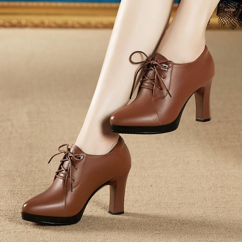 

Dress Shoes Botas Mujer Women Fashion High Quality Short Ankle Boots Lady Classic Brown Spring & Autumn Heel Zapatos, Auburn